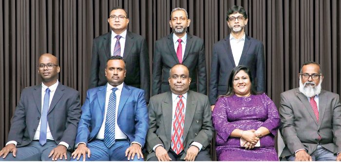 Front row (from left): Vice President Chathura Siyasena, Treasurer Nirosh Gunaratne, President Pritha Fernando, Secretary Roshini Silva, and Immediate Past President Charith Mahendrarajah Second row (from left): Ainsley Alles, Niranjan Manickam, Adel Hashim, Nalin Dharmasinghe (absent) and Sujeewa Vidanapathirana (absent)