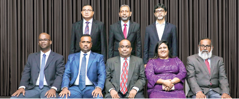 Front row (from left): Vice President Chathura Siyasena, Treasurer Nirosh Gunaratne, President Pritha Fernando, Secretary Roshini Silva, and Immediate Past President Charith Mahendrarajah Second row (from left): Ainsley Alles, Niranjan Manickam, Adel Hashim, Nalin Dharmasinghe (absent) and Sujeewa Vidanapathirana (absent)